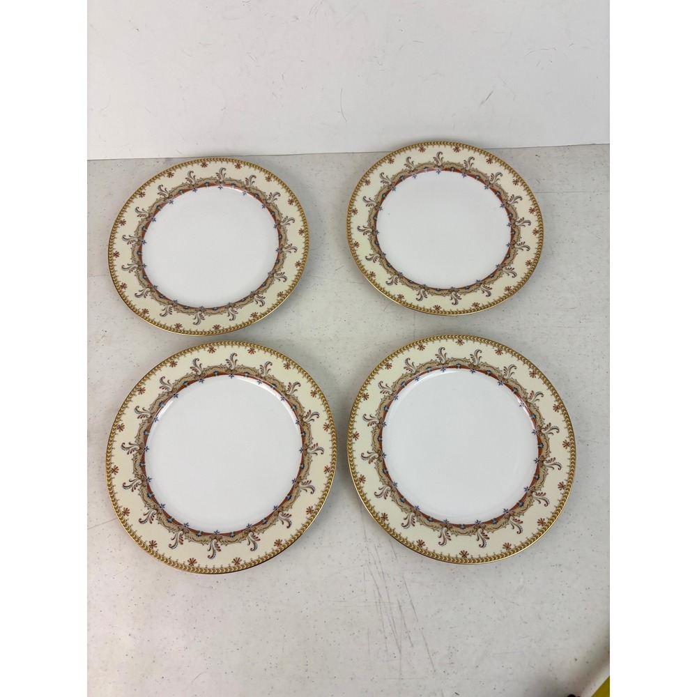Vintage Meito China Japan 8" Salad Luncheon Plates Gold Floral Set of 4